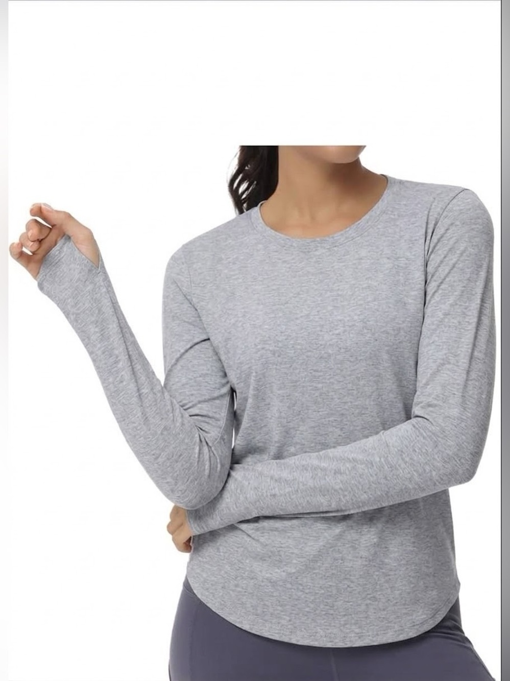 The Gym People Long‑Sleeve Top – Heather Gray, Size Small